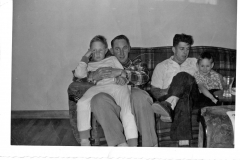 Blue binder photos 128 Bob Sr Bob Jr Jack Ted at the olsens christmas 1954